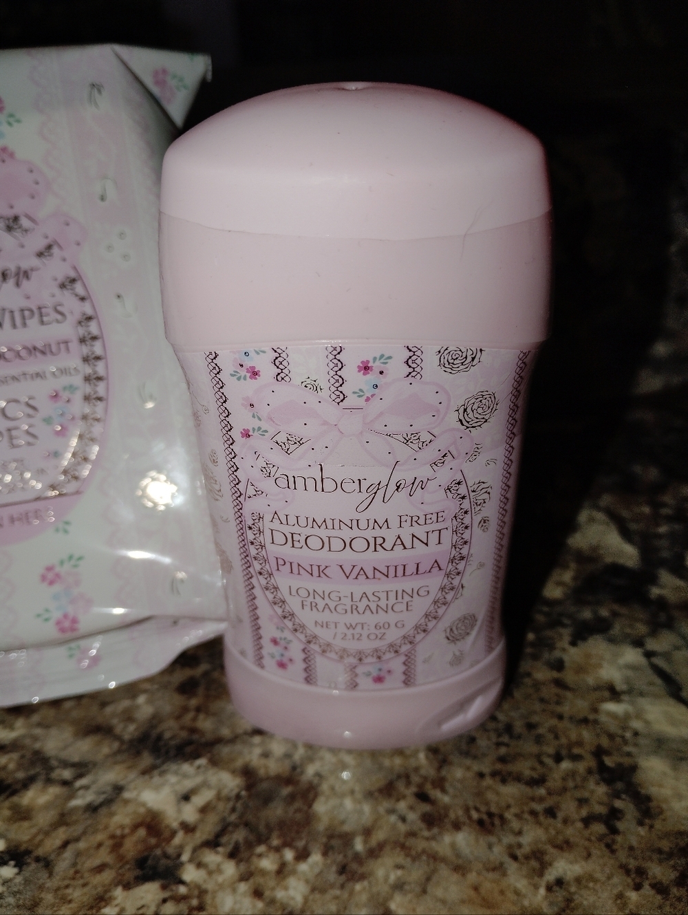 Amberglow Pink Vanilla Aluminum Free Deodorant + Hand Wipes Set Multiple - Picture 7 of 10